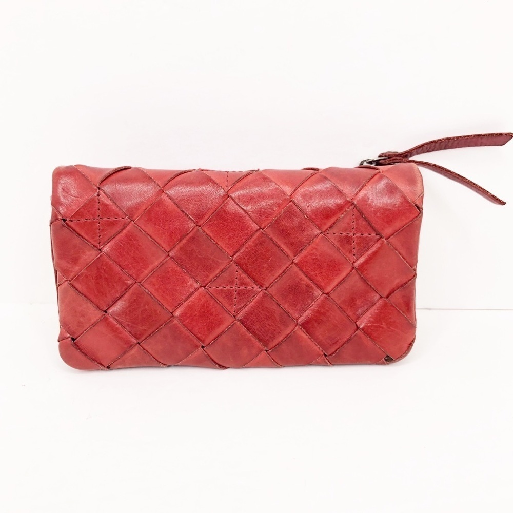 Vilenca red leather Woven wallet